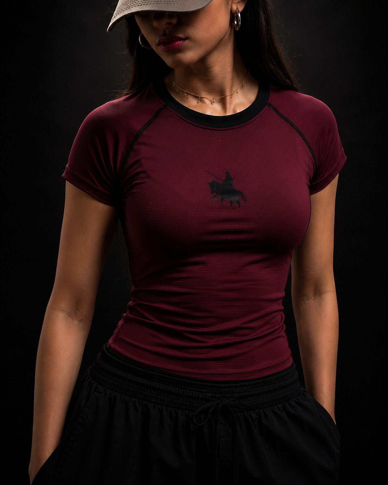 The Shield — Maroon · Women's fit, chest detail