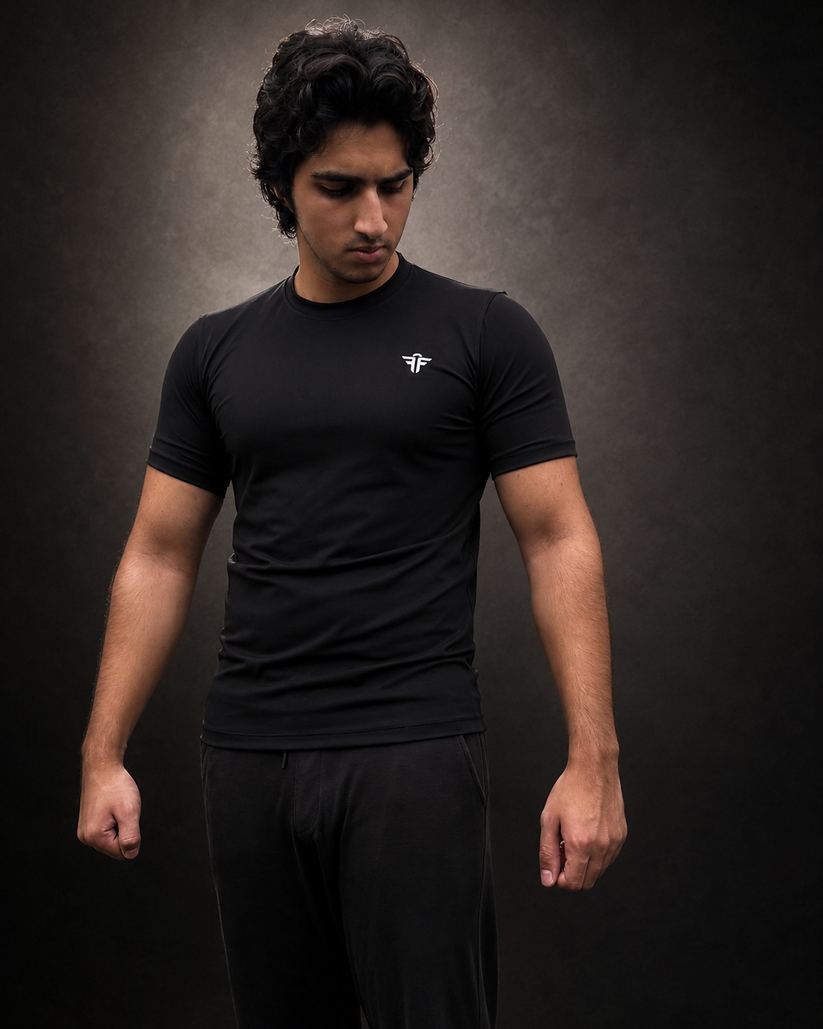 The Apex Tee — Black · Front